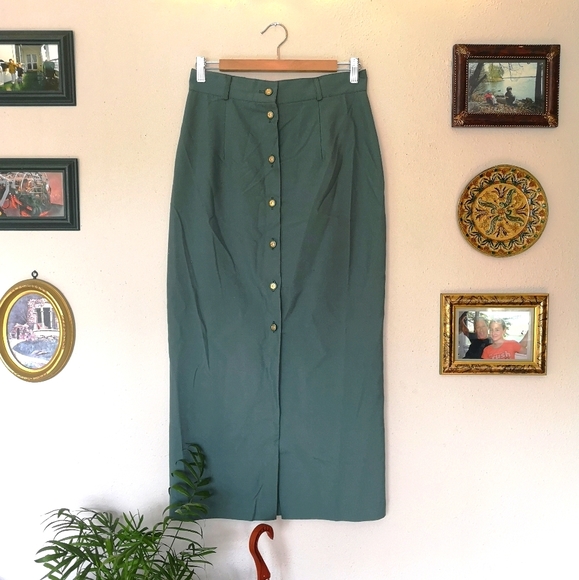 Vintage Dresses & Skirts - VINTAGE Teal High Waisted Skirt